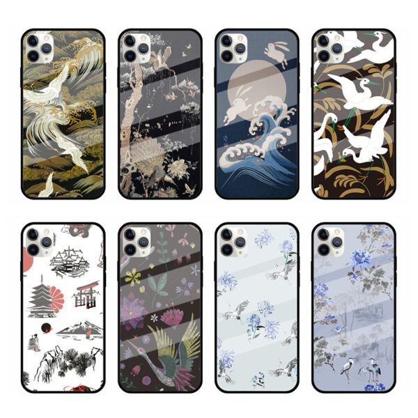 Apple iPhone 11 Serie Glas Handyhülle Mode Kran iPhone 11 Pro – Bild 2