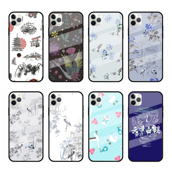 Apple iPhone 11 Serie Glas Handyhülle Mode Kran iPhone 11 Pro – Bild 3