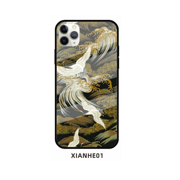 Apple iPhone 11 Serie Glas Handyhülle Mode Kran iPhone 11 Pro – Bild 6