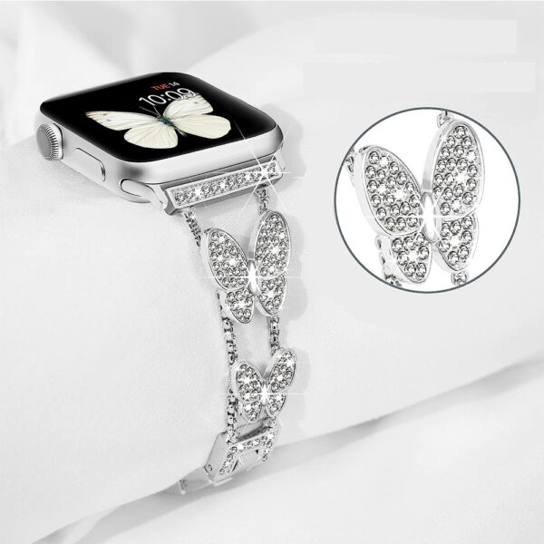 Apple Watch Serie Mode Apple Watch Series 7/8/9 (45mm) Uhrenarmband Diamant Metall – Bild 2