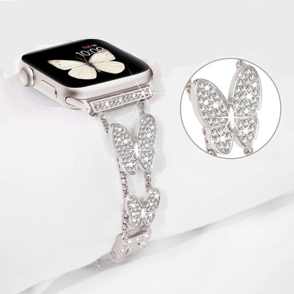 Apple Watch Serie Mode Apple Watch Series 7/8/9 (45mm) Uhrenarmband Diamant Metall – Bild 6