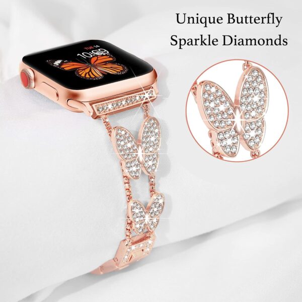 Apple Watch Serie Mode Apple Watch Series 7/8/9 (45mm) Uhrenarmband Diamant Metall – Bild 7