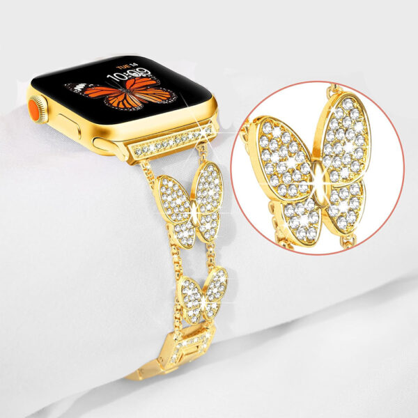 Apple Watch Serie Mode Apple Watch Series 7/8/9 (45mm) Uhrenarmband Diamant Metall – Bild 9